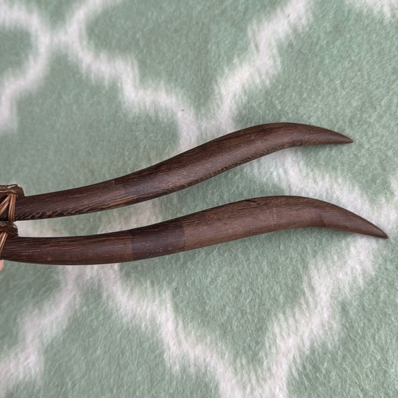 Vintage Handcrafted Wooden woven coconut Spoon and Fork Set - Picture 4 of 7